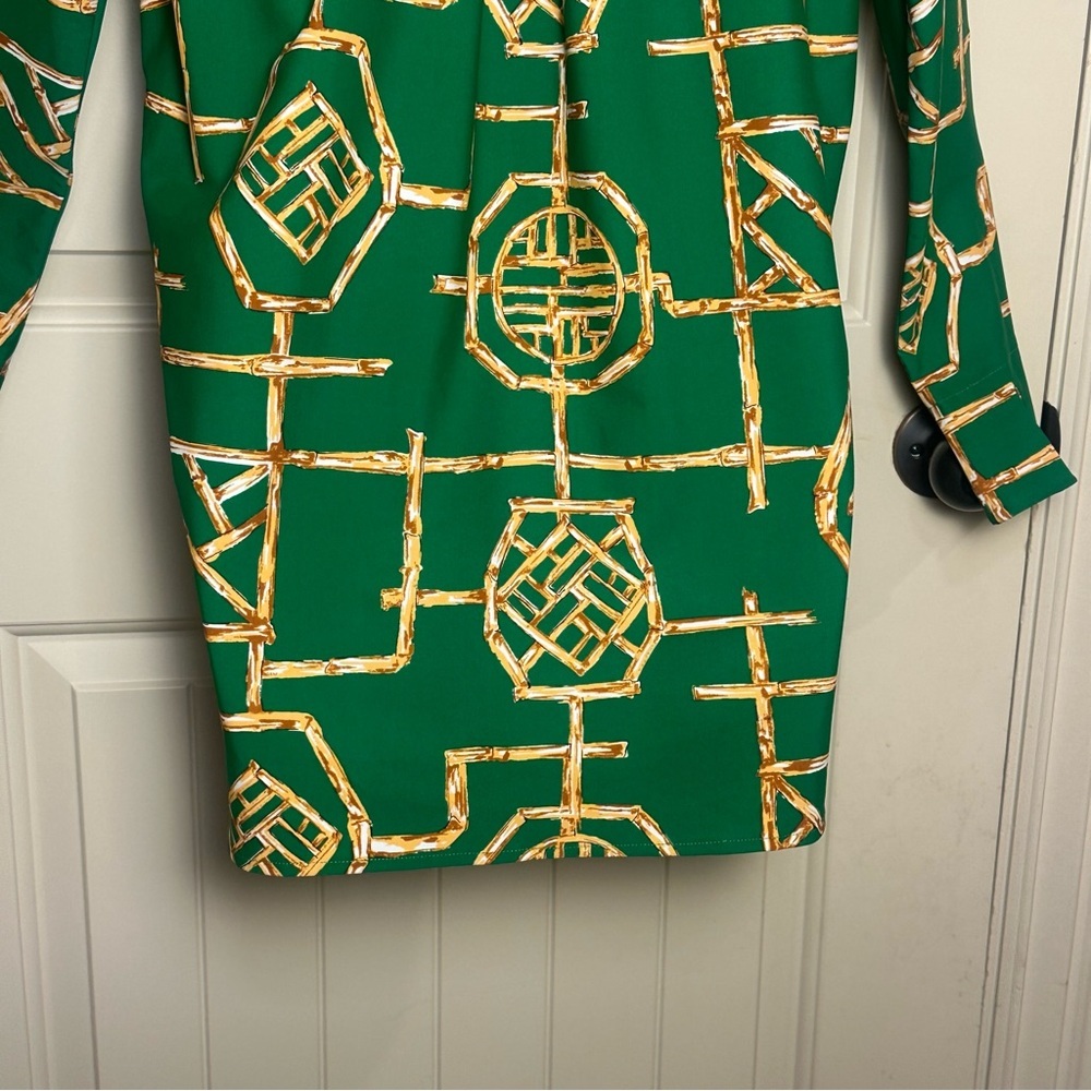 Jude Connally Hadley Bamboo Lattice Print Knit Point Collar Cuff Sleeve S NWOT - Picture 12 of 14